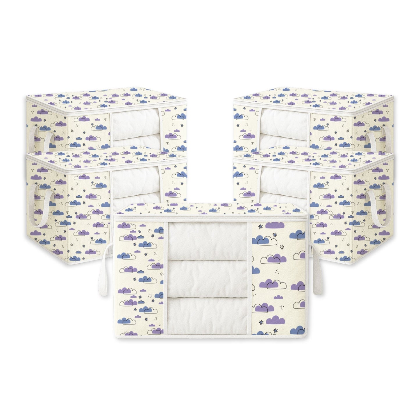 Qoolish Storage Bag - Dreamy Clouds Cool Blue Hues (Available in Pack of 3 and Pack of 5)