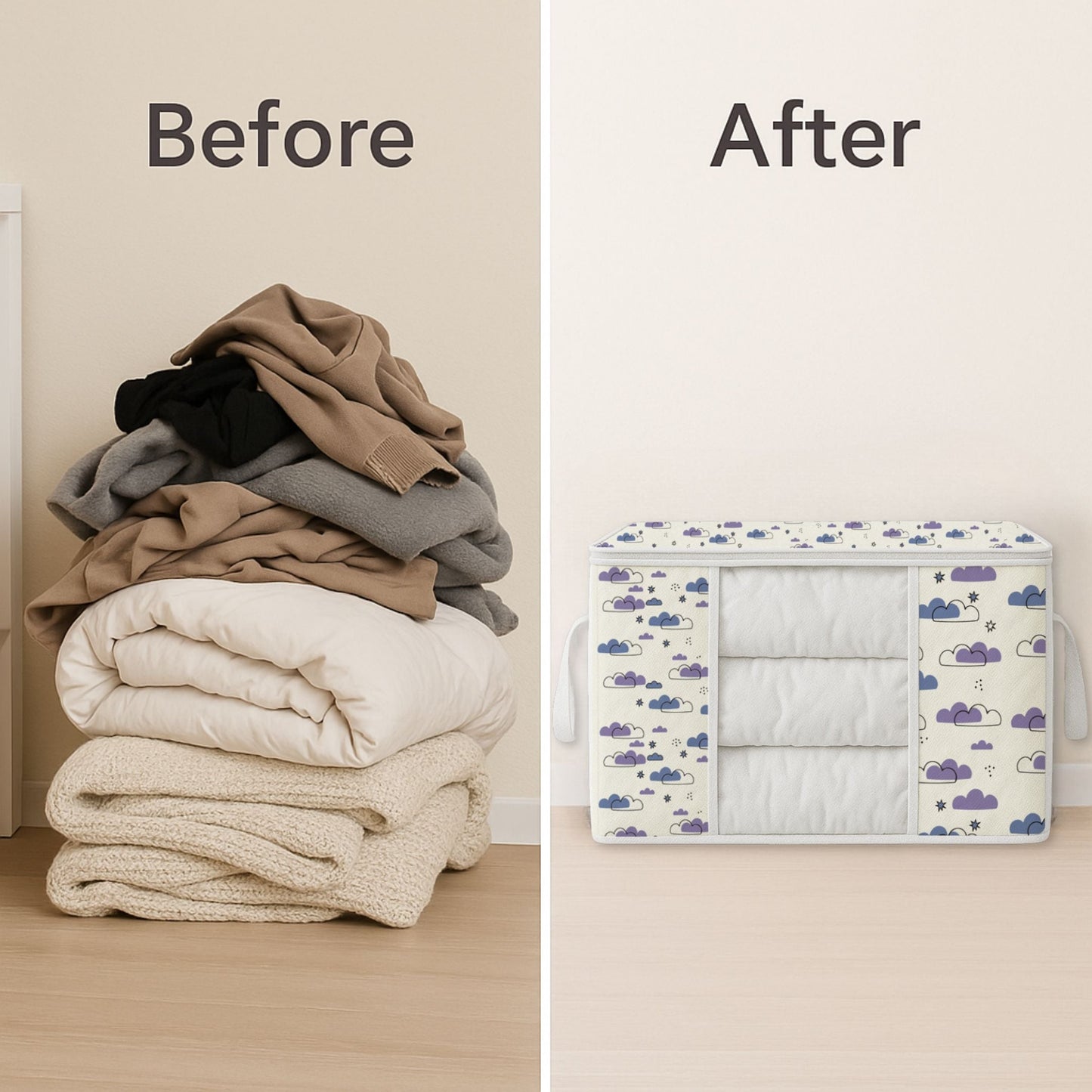 Qoolish Storage Bag - Dreamy Clouds Cool Blue Hues (Available in Pack of 3 and Pack of 5)