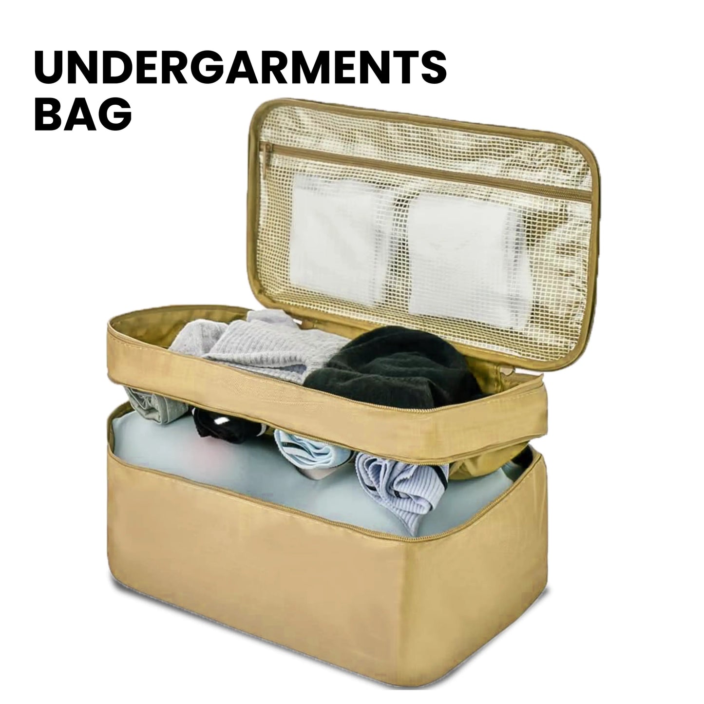 Undergarments Organizer Bag for Travel & Storage - Beige