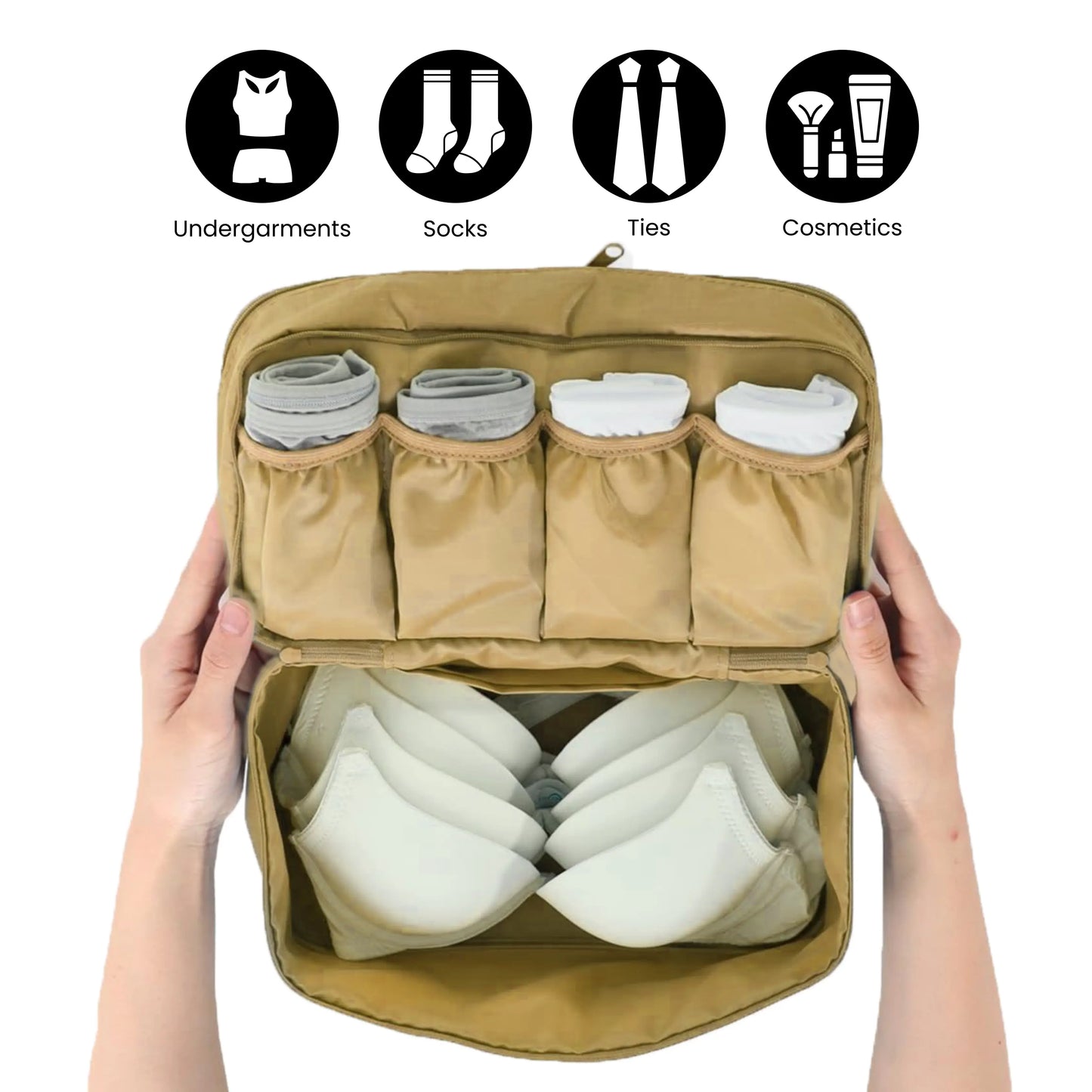 Undergarments Organizer Bag for Travel & Storage - Beige