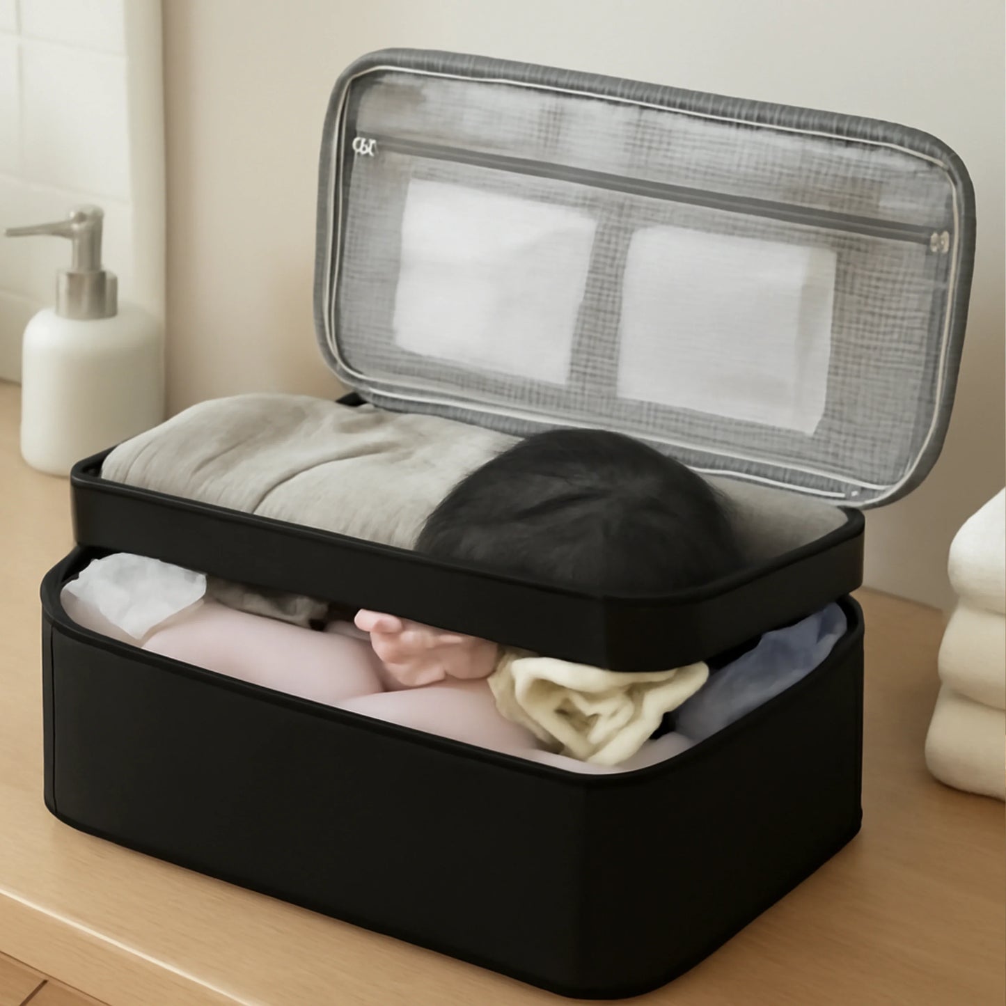 Undergarments Organizer Bag for Travel & Storage - Beige