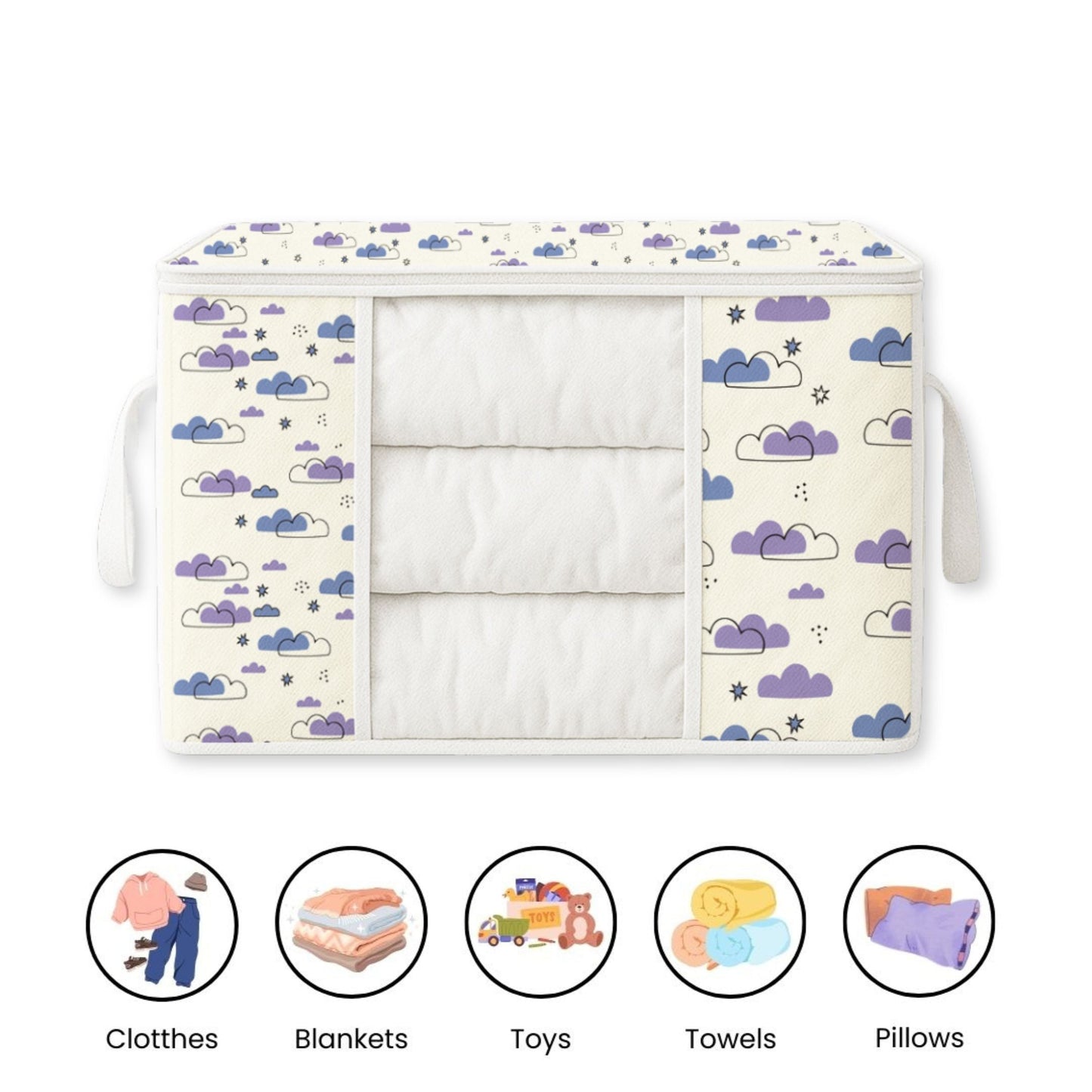 Qoolish Storage Bag - Dreamy Clouds Cool Blue Hues (Available in Pack of 3 and Pack of 5)