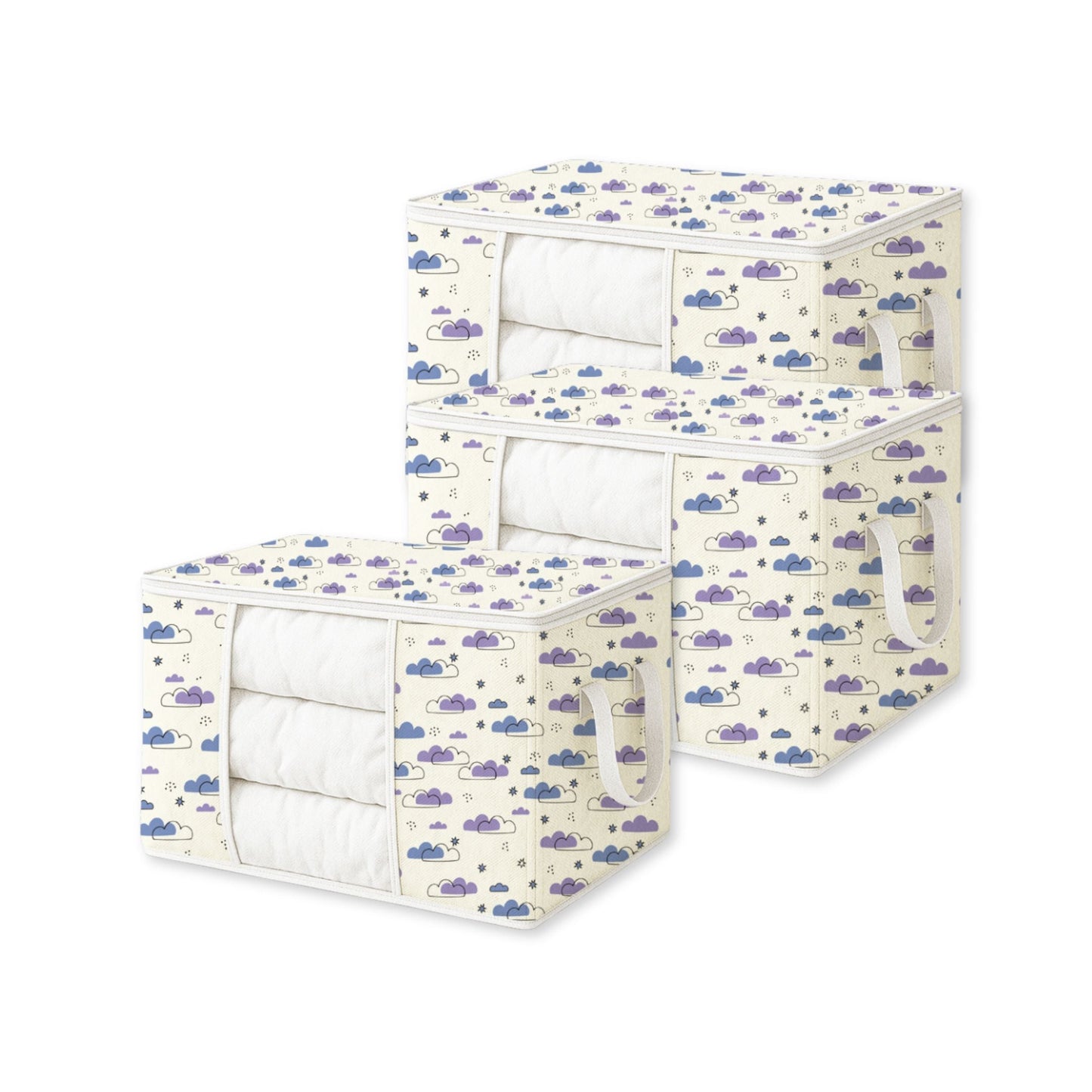 Qoolish Storage Bag - Dreamy Clouds Cool Blue Hues (Available in Pack of 3 and Pack of 5)